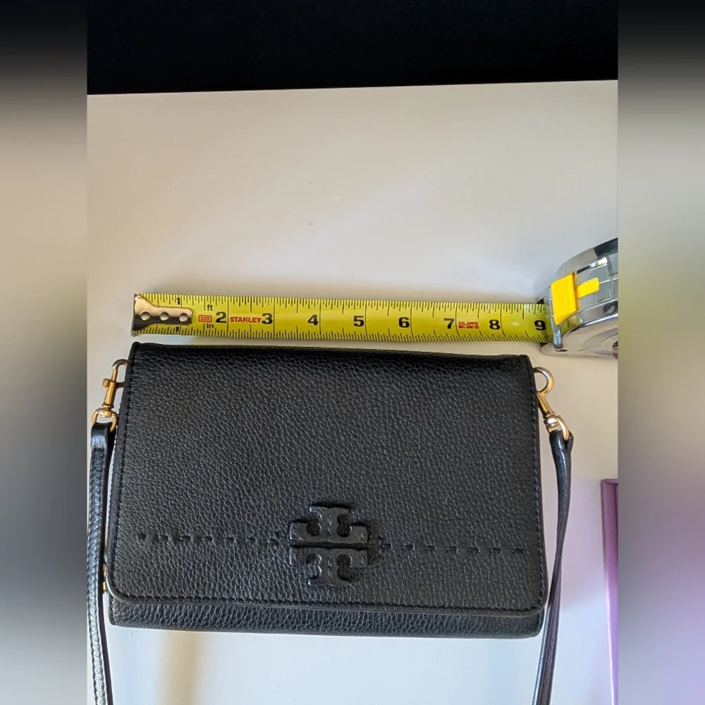 Tory Burch Black Leather Crossbody Wallet